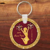 Maroon und Gold billigen Personalisierte Chef-Schl Schlüsselanhänger (Rückseite)