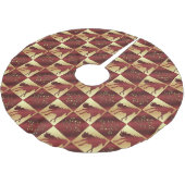 Maroon- und Gold-Blätter drucken Polyester Weihnachtsbaumdecke (Schrägansicht)