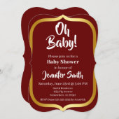 Maroon und Gold Elegant Baby Shower Einladung (Vorne/Hinten)