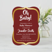 Maroon und Gold Elegant Baby Shower Einladung (Stehend Vorderseite)