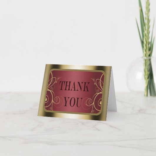 Maroon und Gold Frame Abschluss Dankeskarte (Vorderseite)