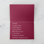Maroon und Gold Glückwunsch Abschluss Karte (Innenseite)