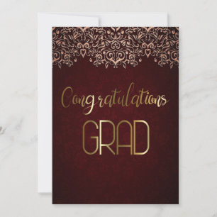 Maroon und Gold Glückwünsche Grad Karte