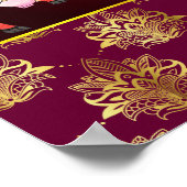 Maroon und Gold Gomata Hochzeitszeichen Poster (Ecke)