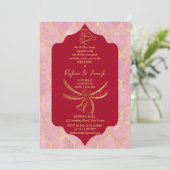 Maroon und Gold Hindu Hochzeitsknoten Ganesha Einladung (Stehend Vorderseite)