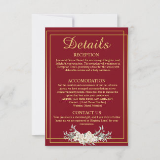 Maroon und Gold-Hochzeitskarte Einladung