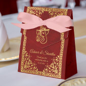 Maroon und Gold Indischer Hochzeitelefant Geschenkschachtel