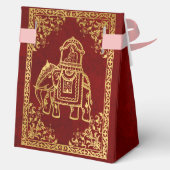 Maroon und Gold Indischer Hochzeitelefant Geschenkschachtel (Rückseite)