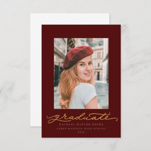 Maroon und Gold Millennium Script Einladung (Vorne/Hinten)