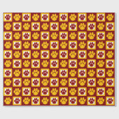 Maroon und Gold-Pawprint Geschenkpapier (Flach)