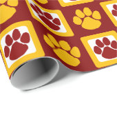 Maroon und Gold-Pawprint Geschenkpapier (Rolleneckpunkt)