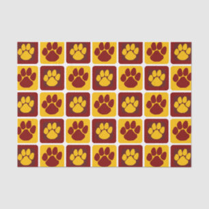 Maroon und Gold-Pawprint Seidenpapier