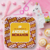 Maroon und Gold Personalisierter Abschluss Pappteller (Party)