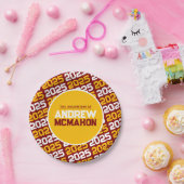 Maroon und Gold Personalisierter Abschluss Pappteller (Party)