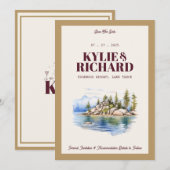 Maroon und Gold Save the Date Einladung (Vorne/Hinten)