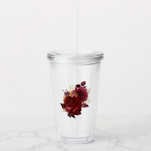 Maroon und Gold Vintag Floral Acryltrinkbecher