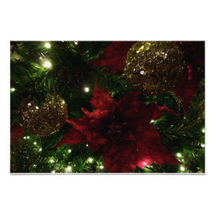 Maroon- und Gold-Weihnachtsbaum I Feiertagsfoto Fotodruck