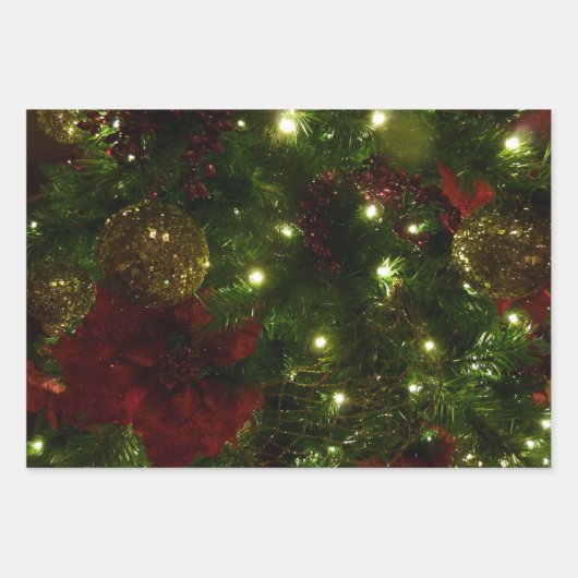 Maroon und Gold Weihnachtsbaum I Holiday Foto Geschenkpapier Set (Vorderseite 2)