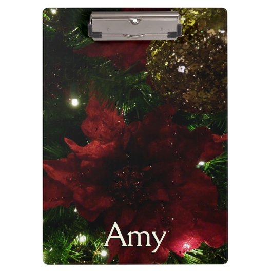 Maroon und Gold Weihnachtsbaum I Holiday Foto Klemmbrett (Vorderseite)