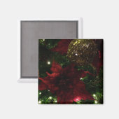 Maroon und Gold Weihnachtsbaum I Holiday Foto Magnet (Vorderseite/Rückseite)