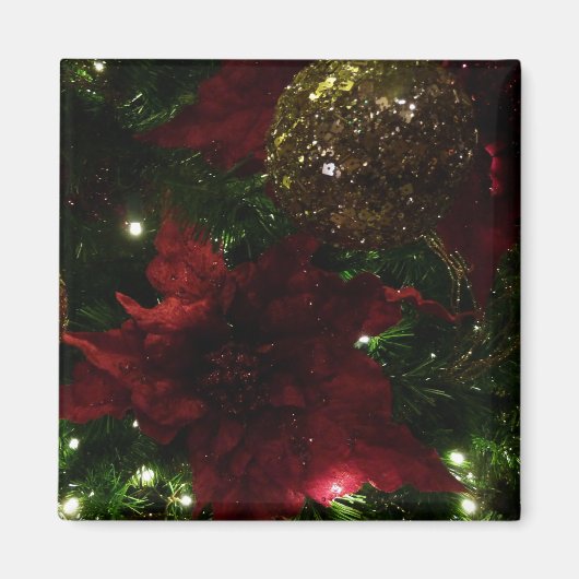 Maroon und Gold Weihnachtsbaum I Holiday Foto Magnet (Vorne)