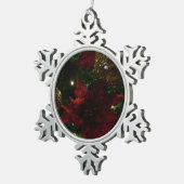 Maroon und Gold Weihnachtsbaum I Holiday Foto Schneeflocken Zinn-Ornament (Rechts)