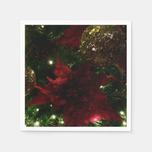 Maroon und Gold Weihnachtsbaum I Holiday Foto Serviette