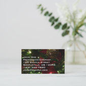 Maroon und Gold Weihnachtsbaum I Holiday Foto Visitenkarte (Stehend Vorderseite)