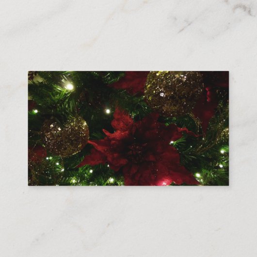Maroon und Gold Weihnachtsbaum I Holiday Foto Visitenkarte (Rückseite)