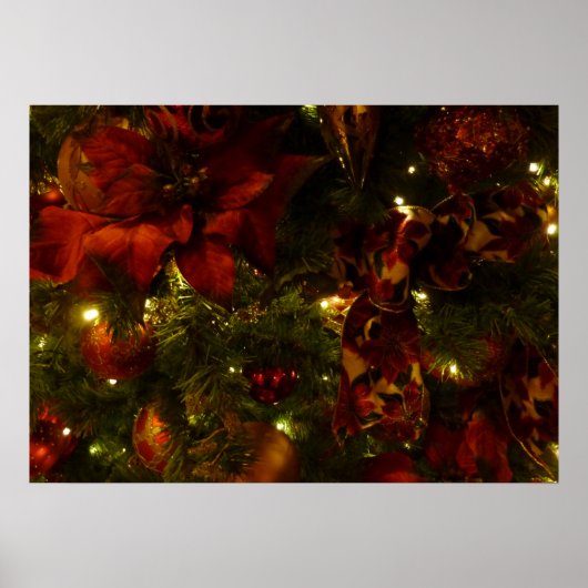 Maroon und Gold Weihnachtsbaum II Poster (Vorne)