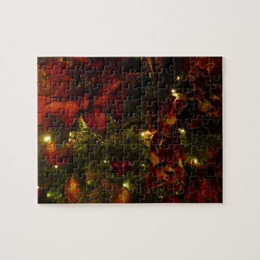 Maroon und Gold Weihnachtsbaum II Puzzle (Horizontal)