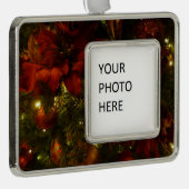 Maroon und Gold Weihnachtsbaum II Rahmen-Ornament Silber (Rechts)