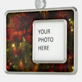 Maroon und Gold Weihnachtsbaum II Rahmen-Ornament Silber (Links)