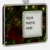 Maroon und Gold Weihnachtsbaum II Rahmen-Ornament Silber (Rechts)