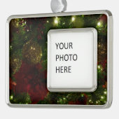 Maroon und Gold Weihnachtsbaum II Rahmen-Ornament Silber (Links)
