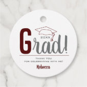 Maroon und Gray Graduation Cap Geschenkanhänger (Vorderseite)