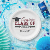 Maroon und Gray Graduation Party Plate Pappteller (Party)