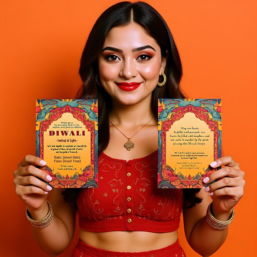 Maroon und grüne Diwali Radiance Einladung