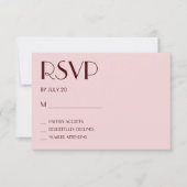Maroon und hellrosa Hochzeitskarte RSVP Karte (Vorderseite)