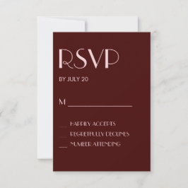 Maroon und hellrosa Hochzeitskarte RSVP Karte