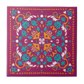 Maroon und Orange Azulejo Fliese (Vorderseite)