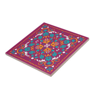 Maroon und Orange Azulejo Fliese