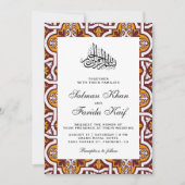Maroon und Orange Islamic Arabesque muslimische Ho Einladung (Vorderseite)