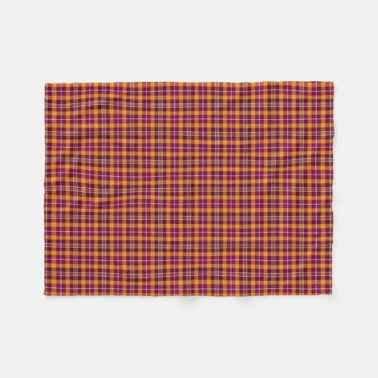 Maroon und Orange Sporty Kariert Pattern Fleecedecke (Vorderseite (Horizontal))