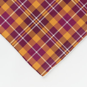 Maroon und Orange Sporty Kariert Pattern Fleecedecke