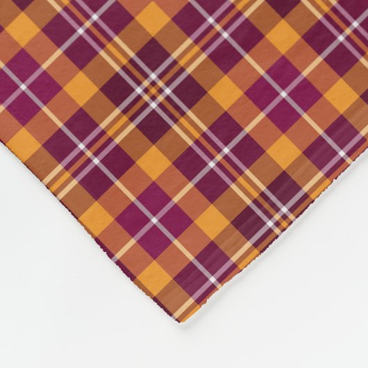 Maroon und Orange Sporty Kariert Pattern Fleecedecke (Ecke)