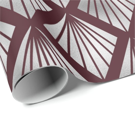 Maroon und Silver Art Déco Diamond Pattern Geschenkpapier (Rolleneckpunkt)