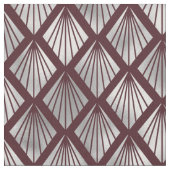 Maroon und Silver Art Déco Diamond Pattern Stoff (Nahaufnahme)