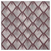 Maroon und Silver Art Déco Diamond Pattern Stoff (Muster)