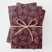 Maroon und Silver Art Deco Lüfter Muster Geschenkpapier Set (Beispiel)